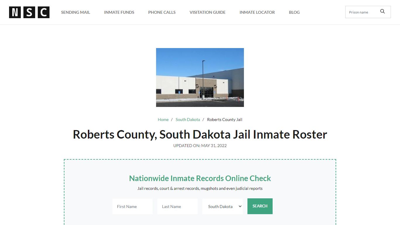 Roberts County, South Dakota Jail Inmate List