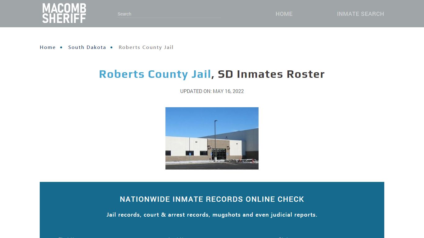 Roberts County Jail, SD Jail Roster, Name Search