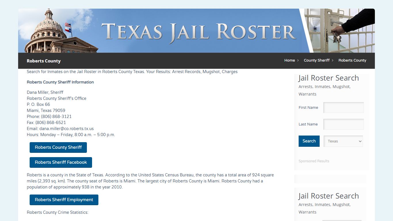 Roberts County | Jail Roster Search